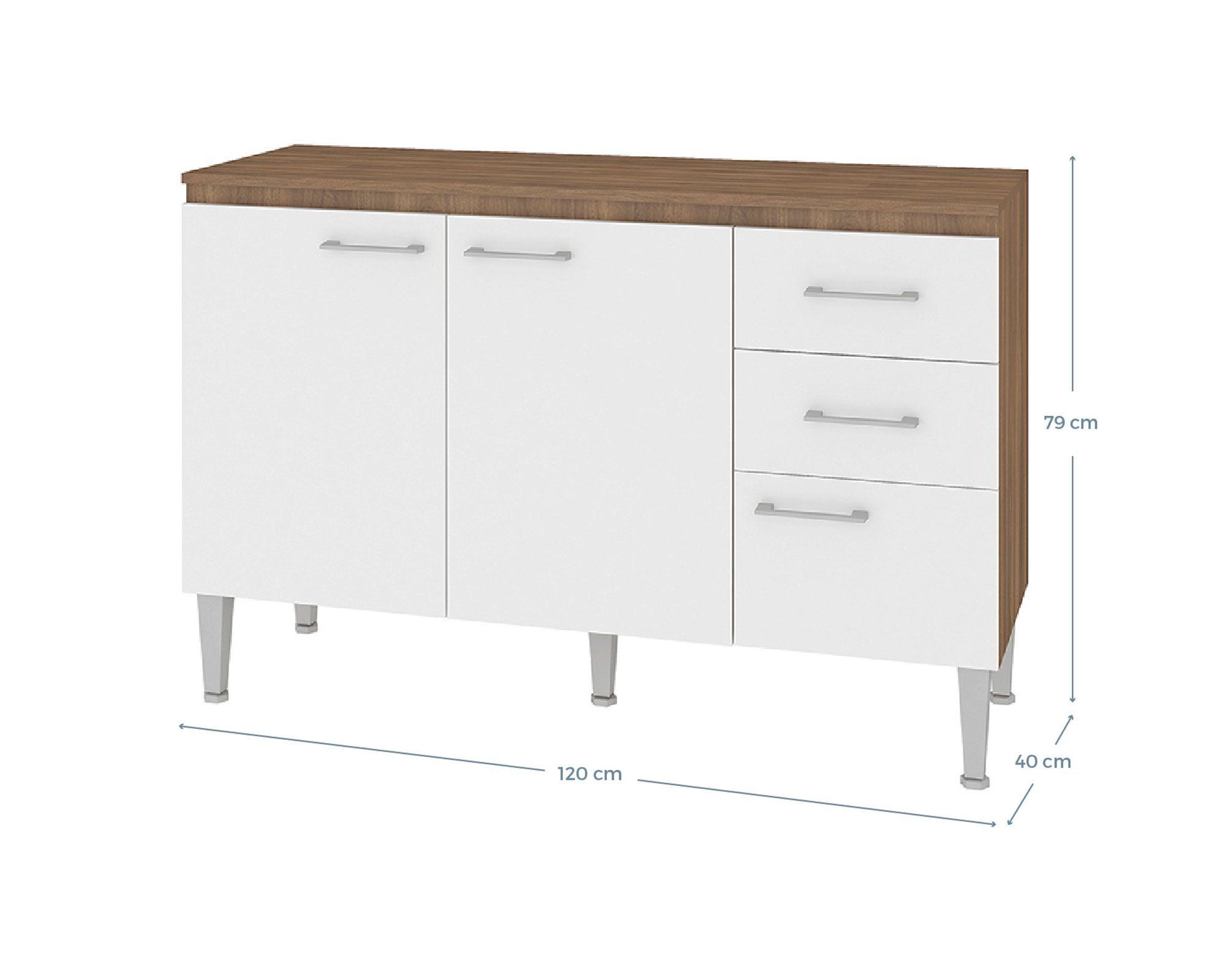 Mueble cocina 3 puertas 2 cajones Shin blanco-4