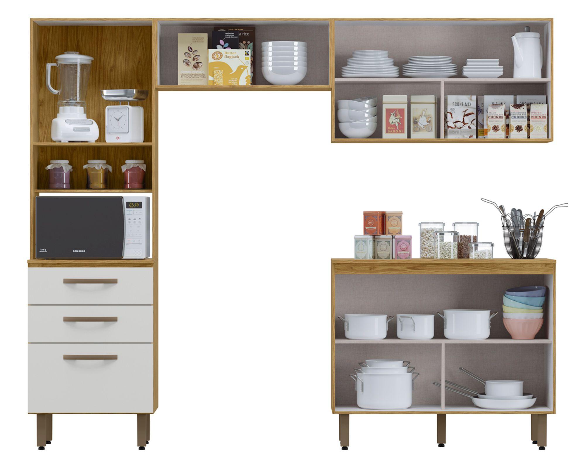 Kit cocina 6 puertas 3 cajones Lana blanco-1