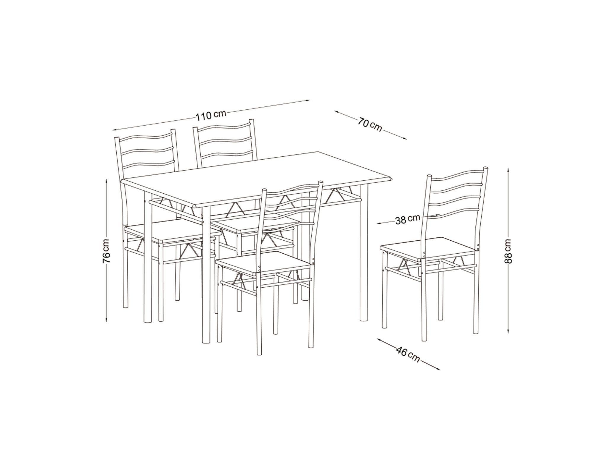 Comedor 4 sillas Barry natural/blanco-7
