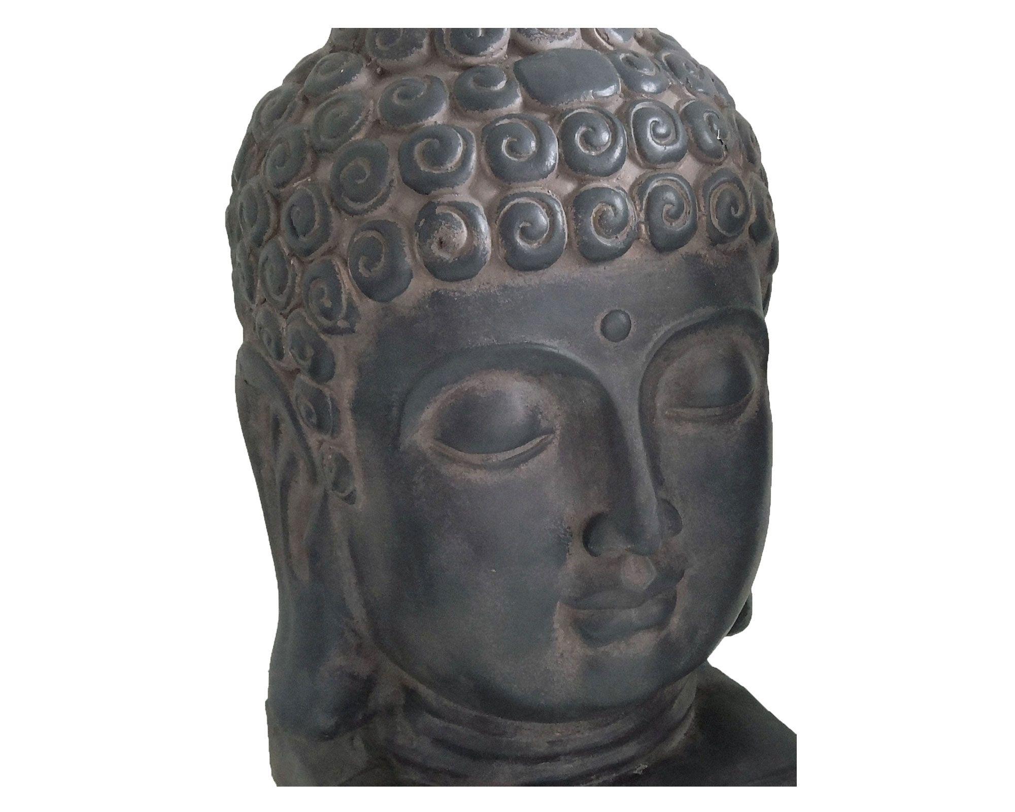Figura decorativa 42 cm cabeza buda gris oscuro Outzen-3