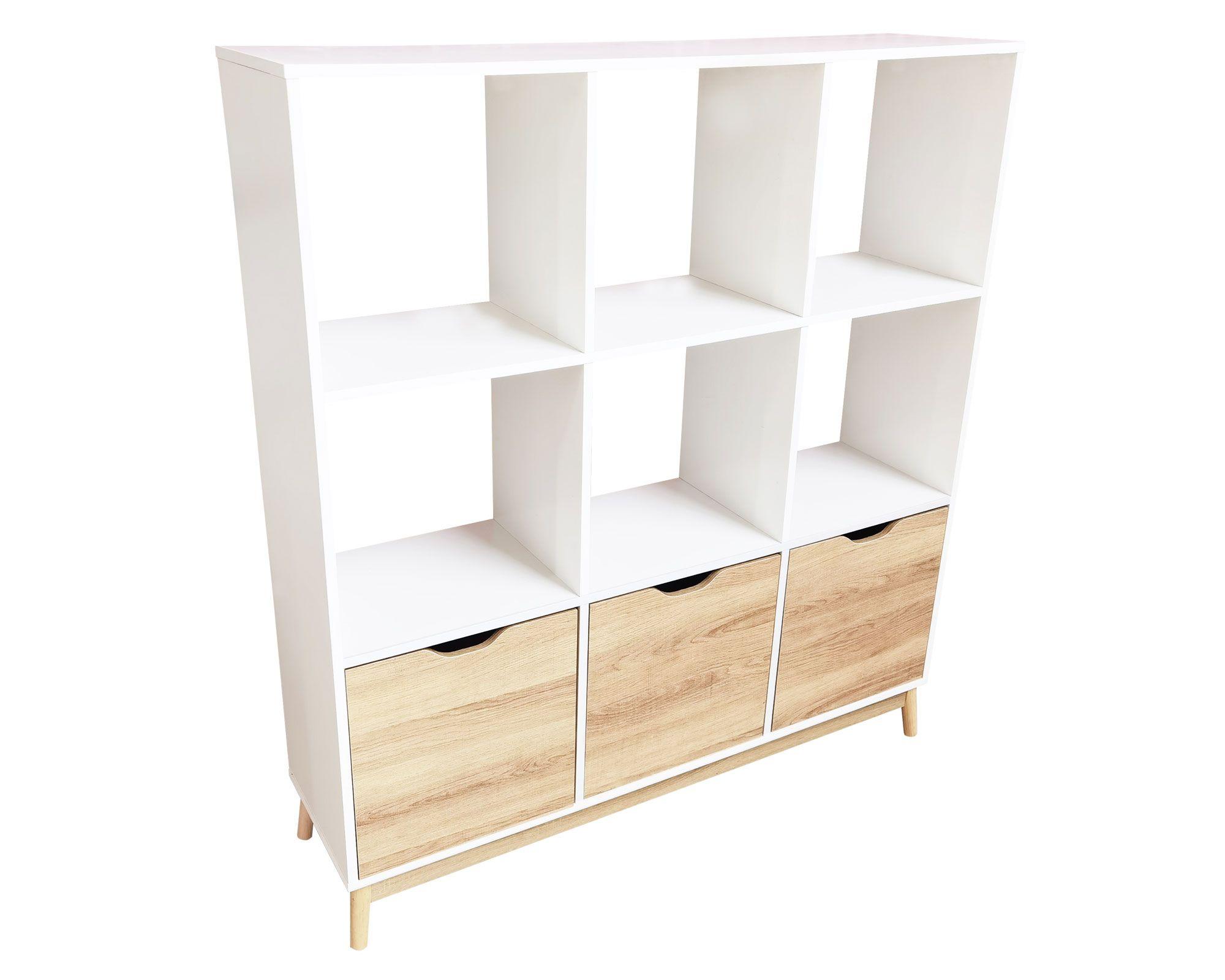 Librero 3 puertas Florencia natural/blanco M+Design-2