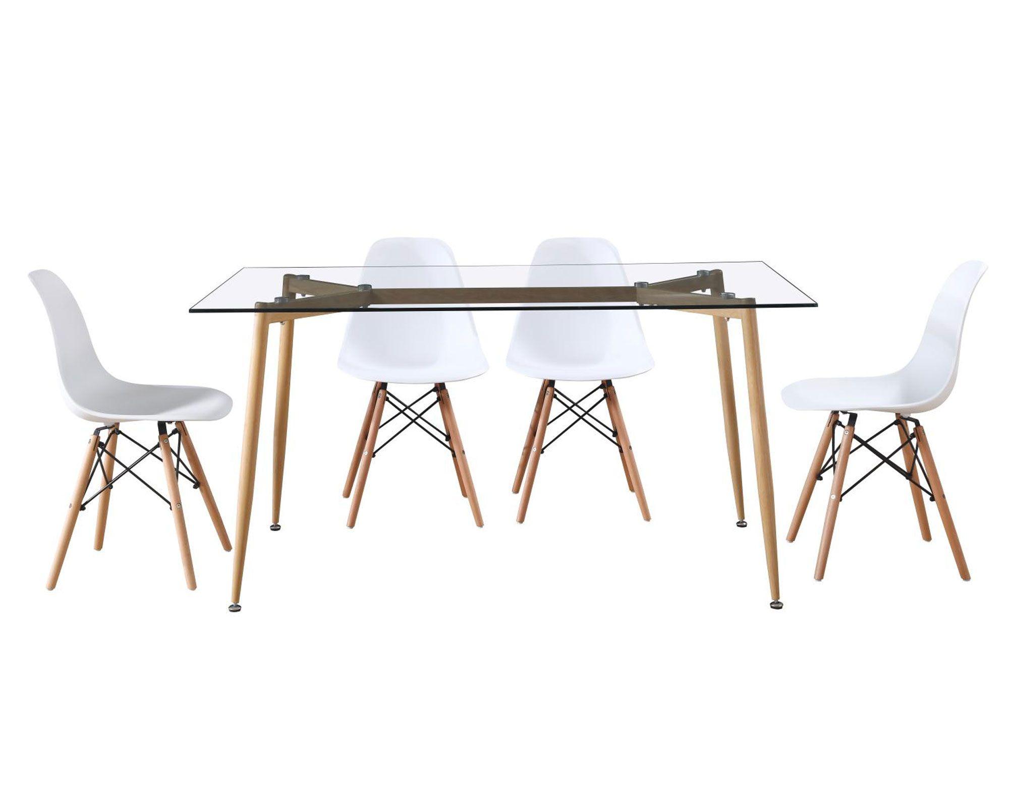 Comedor 4 sillas Dini transparente/blanco M+Design-0
