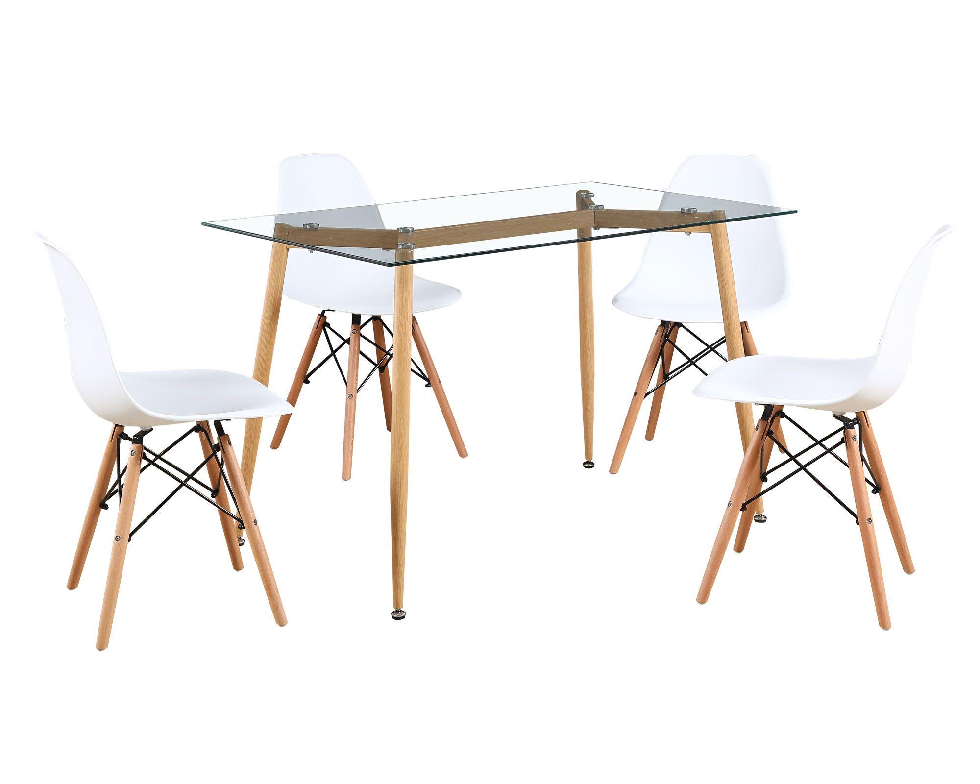 Comedor 4 sillas Dini transparente/blanco M+Design-1