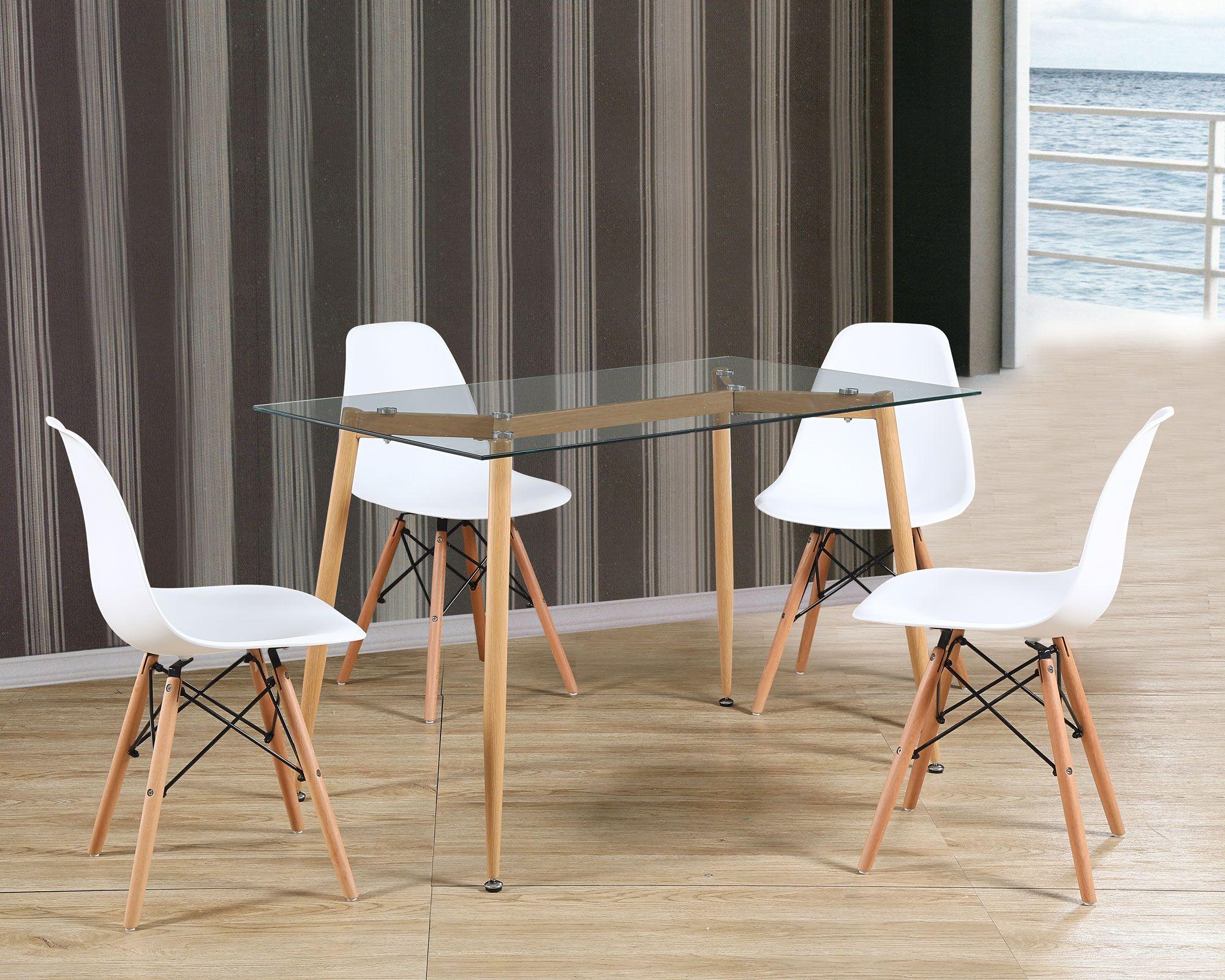 Comedor 4 sillas Dini transparente/blanco M+Design-3