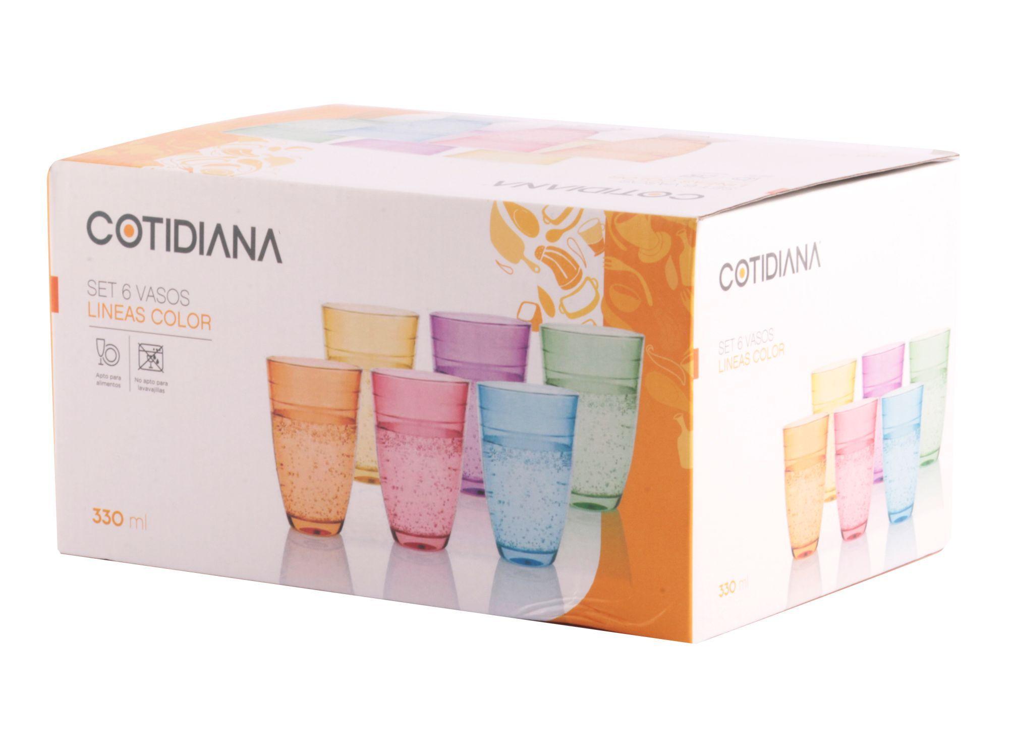 Vaso alto 330 ml colores 6 unidades Cotidiana-2
