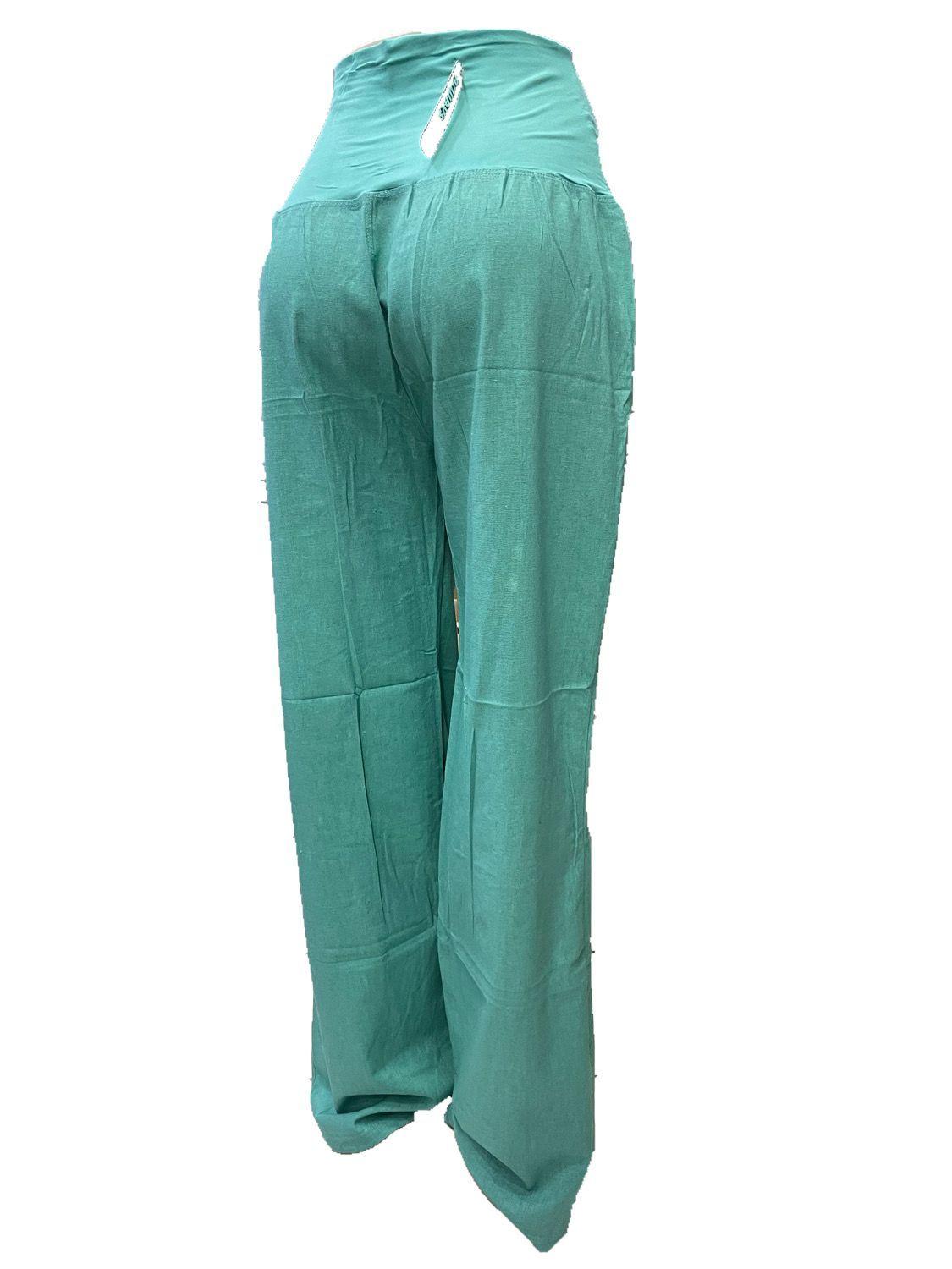 Pantalón Lino Recto Tiró Alto Moda Mujer-1