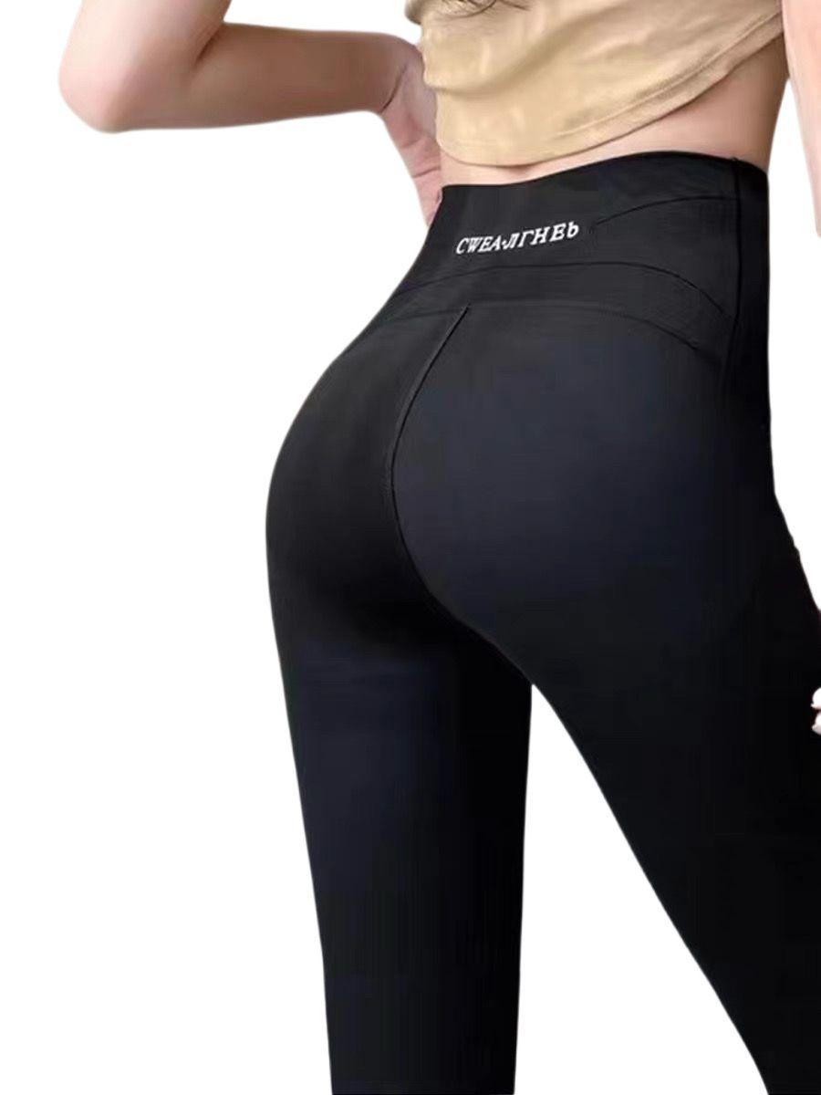 Calza Leggings Con Polar para Levantar Glúteos Cinturón De Látex-0