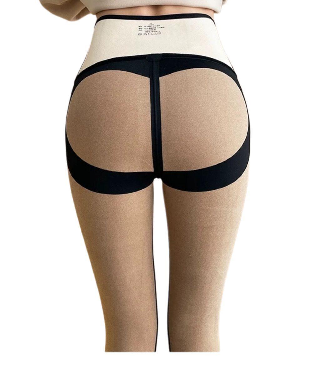 Calza Leggings Con Polar para Levantar Glúteos Cinturón De Látex-3