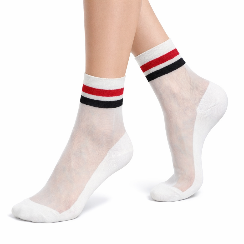Pack 4 Calcetines Transparentes de Mujer NW Crew con Diseño y muy Cómodos!-5