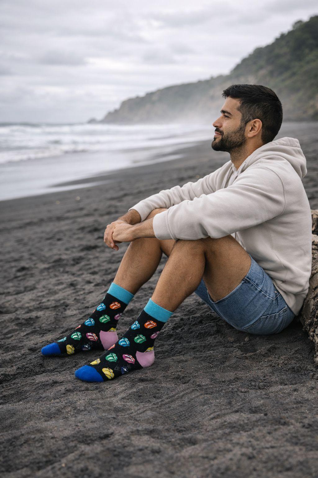 Calcetines Crew Estampados Pack 3 Unisex Colores Vivos-2