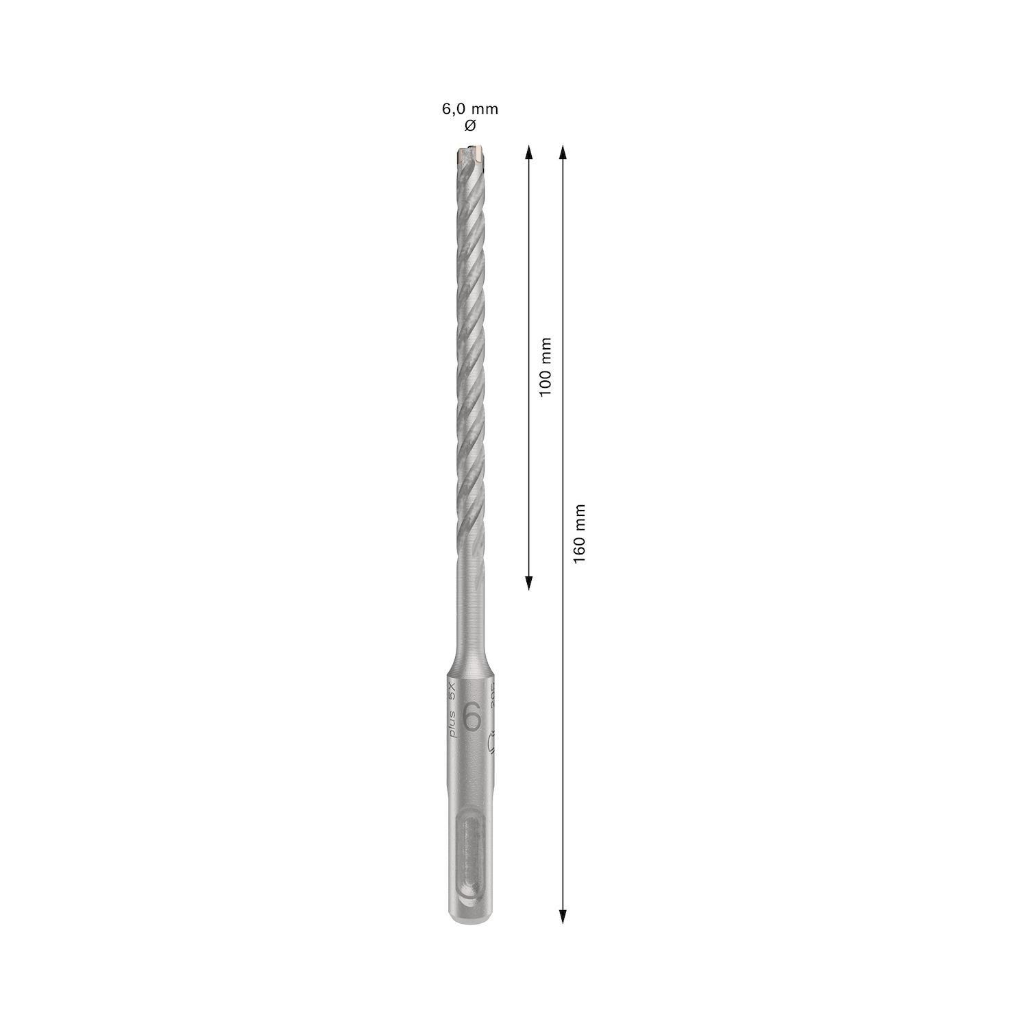 Broca Hormigón Bosch PRO SDS-Plus-5X 6x160mm 4 Filos-2