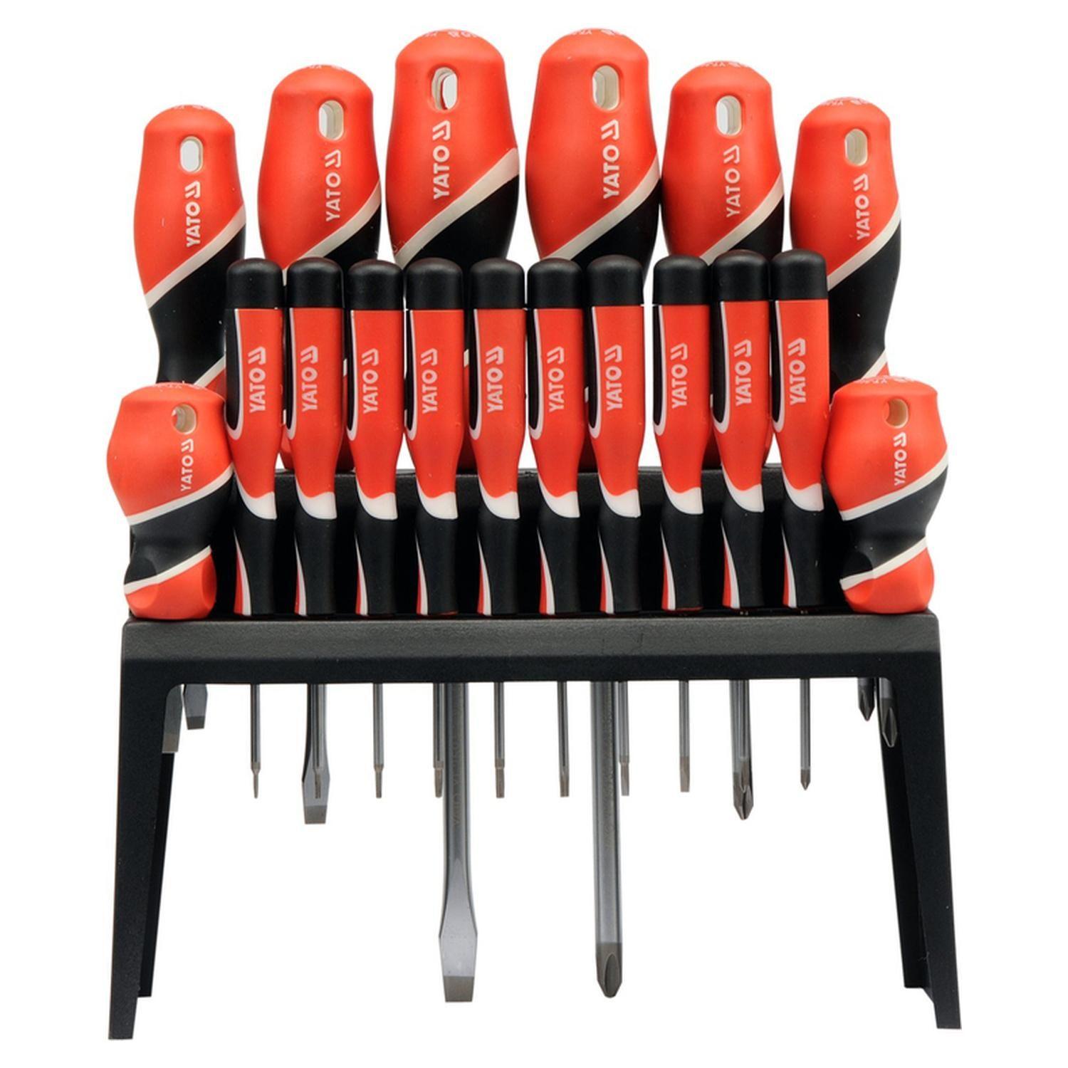 Set 18 Destornilladores YATO YT-25982 Plano Phillips Torx S2-0
