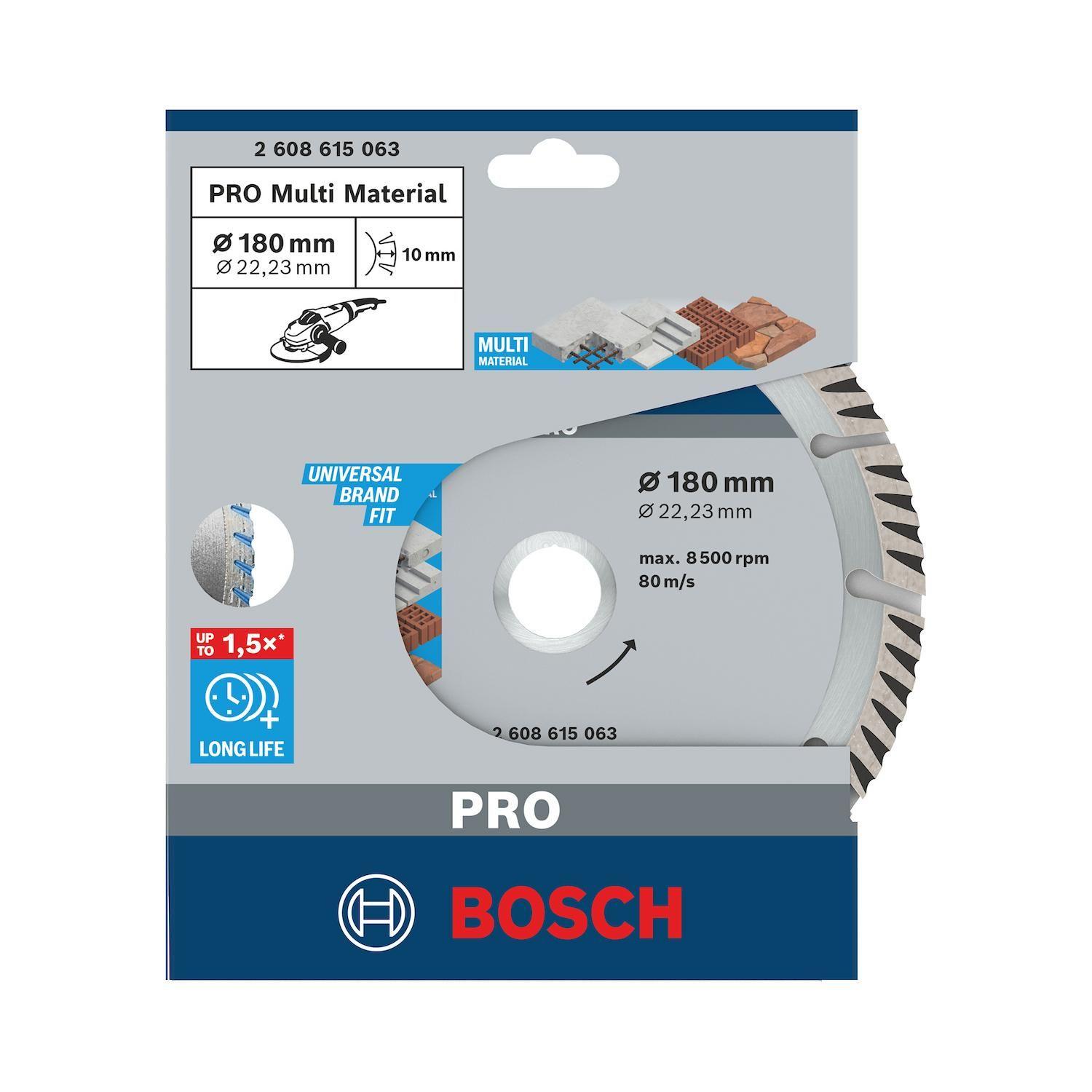 Disco Diamante Bosch PRO Multi Material 180mm Corte Amoladora-0