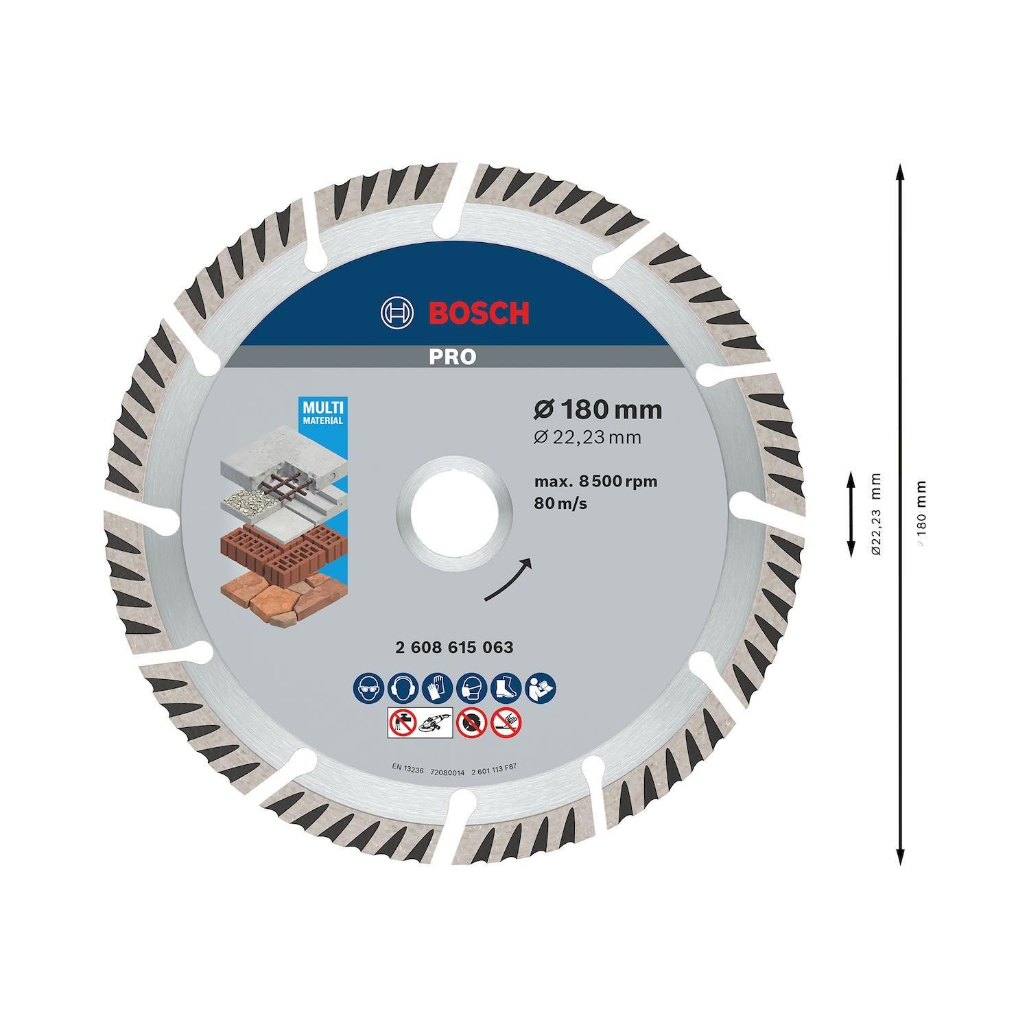 Disco Diamante Bosch PRO Multi Material 180mm Corte Amoladora-3