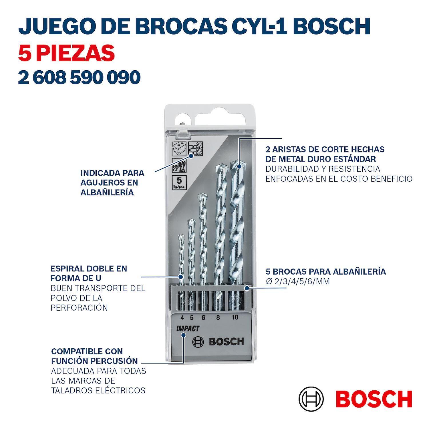 Set Brocas Para Concreto CYL-1 (4, 5, 6, 8, 10mm) 5 Pzas. - Bosch-2