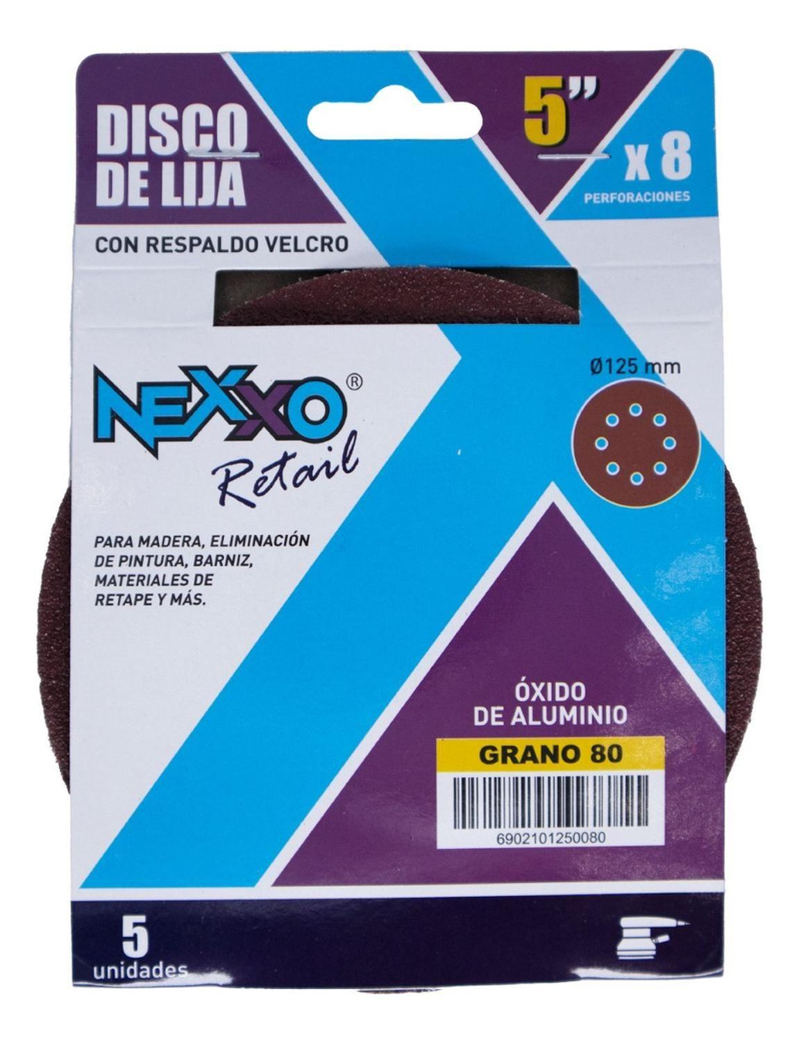 Pack 5 Discos De Lija Con Velcro 5'' (125mm) G80 - Nexxo-2