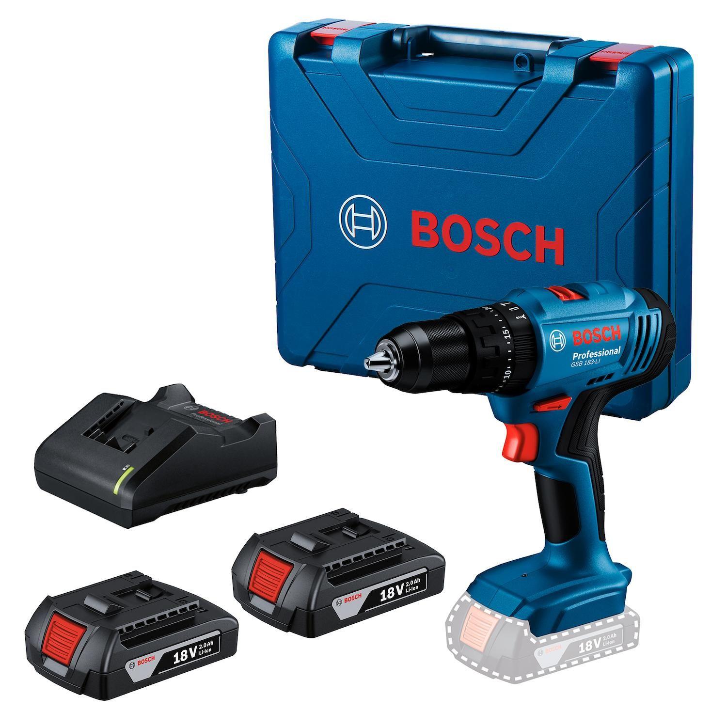 Taladro percutor atornillador Bosch GSB 183-LI 18V 2 Bat+Mal-0