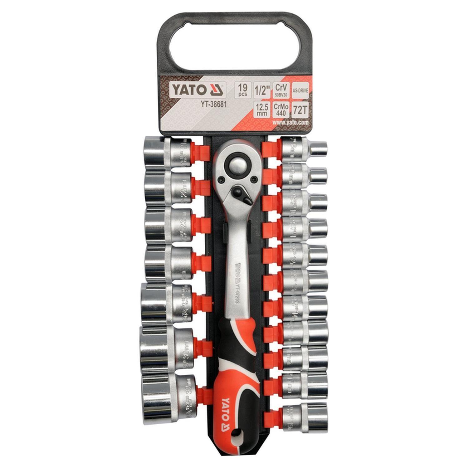 Juego 19 Dados con Chicharra Yato YT-38681 1/2'' 8-32mm-0