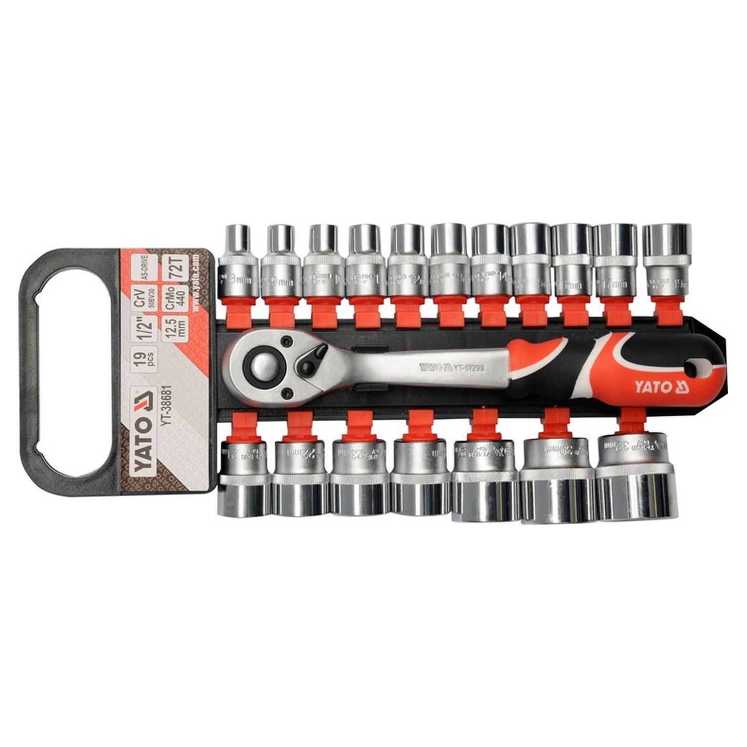 Juego 19 Dados con Chicharra Yato YT-38681 1/2'' 8-32mm-1