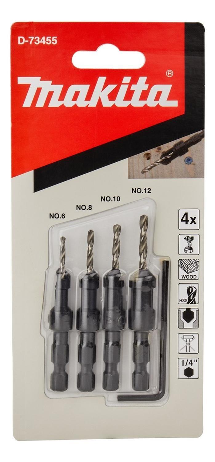 Set 4 Pzs Broca Avellanado 6, 8, 10, 12mm Cortas Makita-2