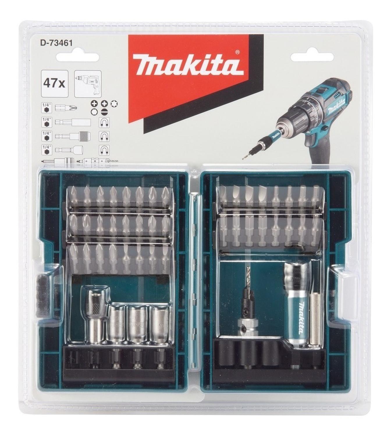 Juego De Puntas, Vasos Y Mandril Guia 47 Pzs. Makita D-73461-2