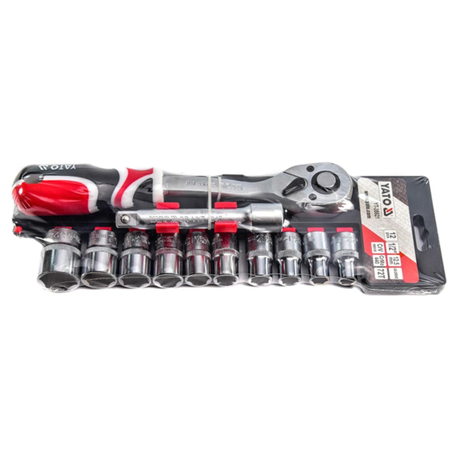 Set 12 Dados 1/2'' YATO YT-38821 10-24mm Chicharra CrV-2