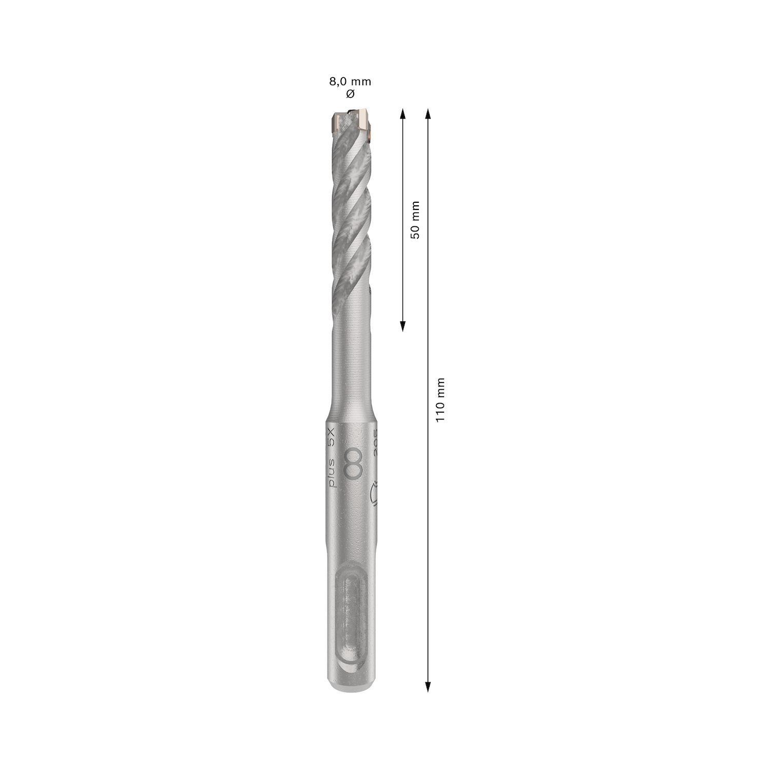 Broca Hormigón Bosch PRO SDS-Plus-5X 8x110mm 4 Filos-2