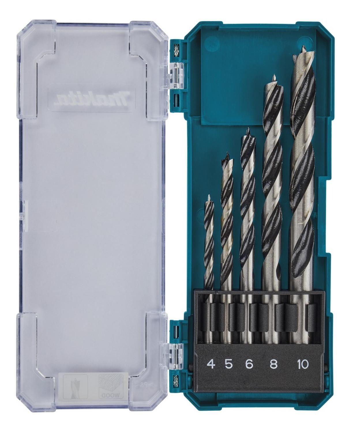 Set 5 Broca Para Madera 4, 5, 6, 8, 10mm - Makita D-72861-2