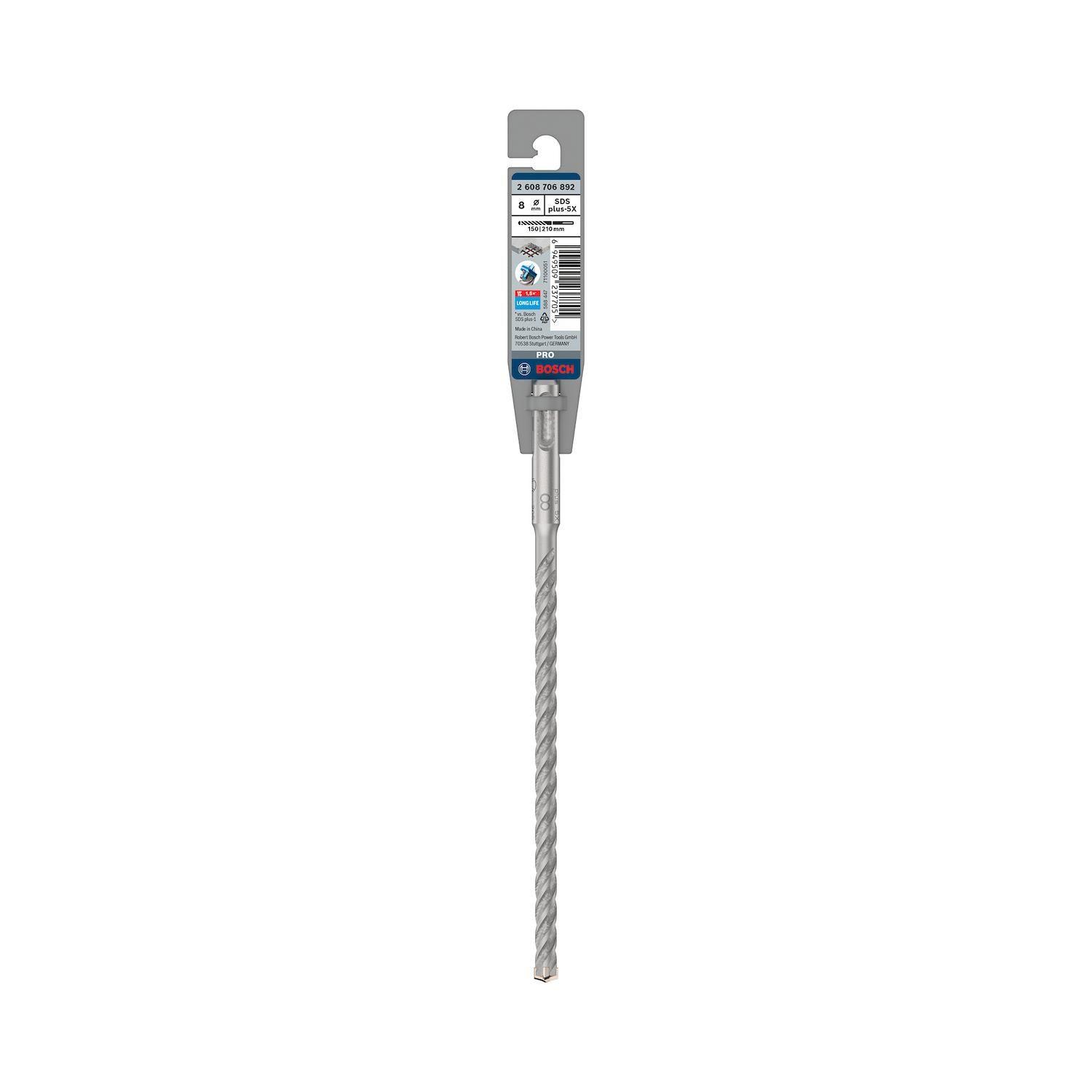 Broca Hormigón Bosch PRO SDS-Plus-5X 8x210mm 4 Filos-0
