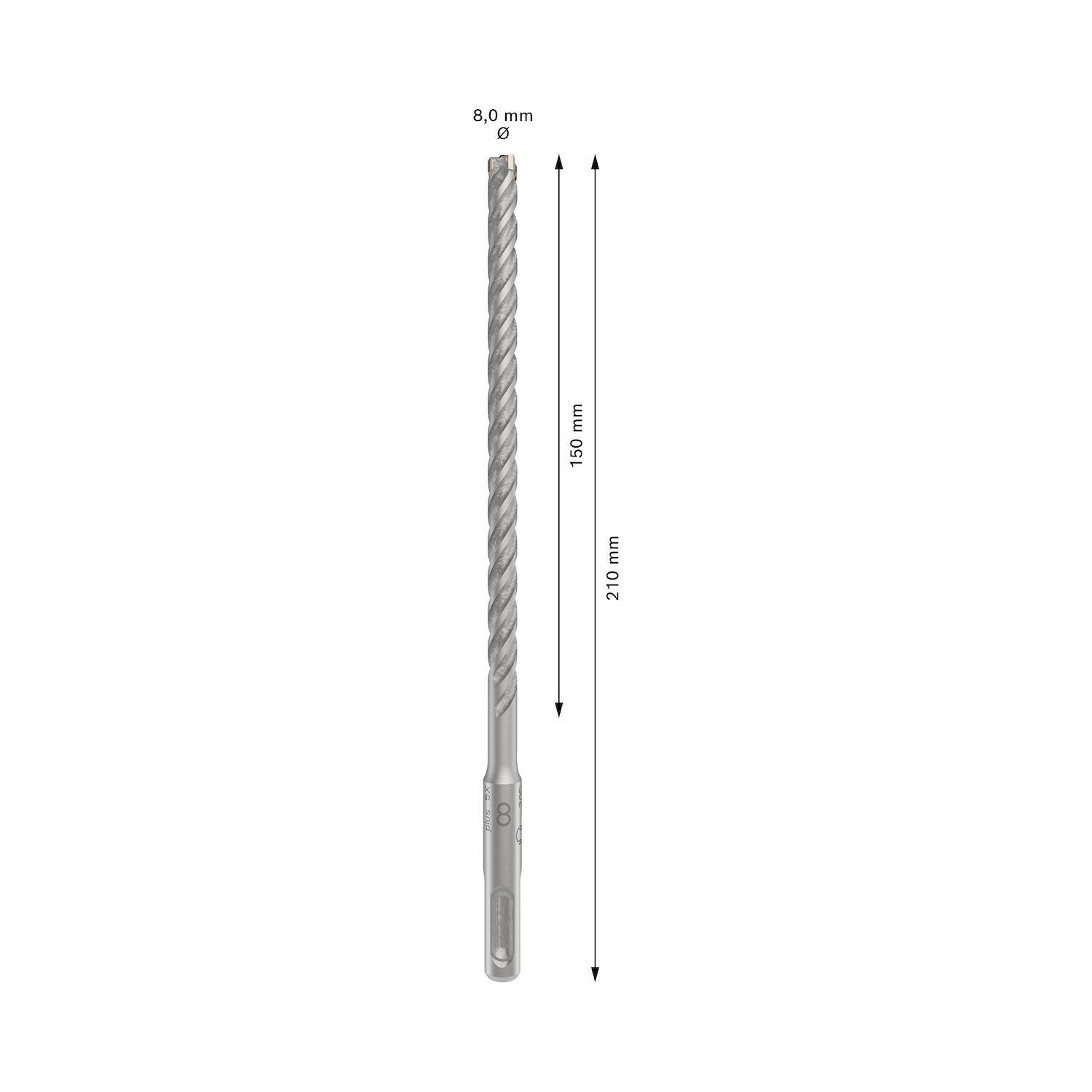 Broca Hormigón Bosch PRO SDS-Plus-5X 8x210mm 4 Filos-2