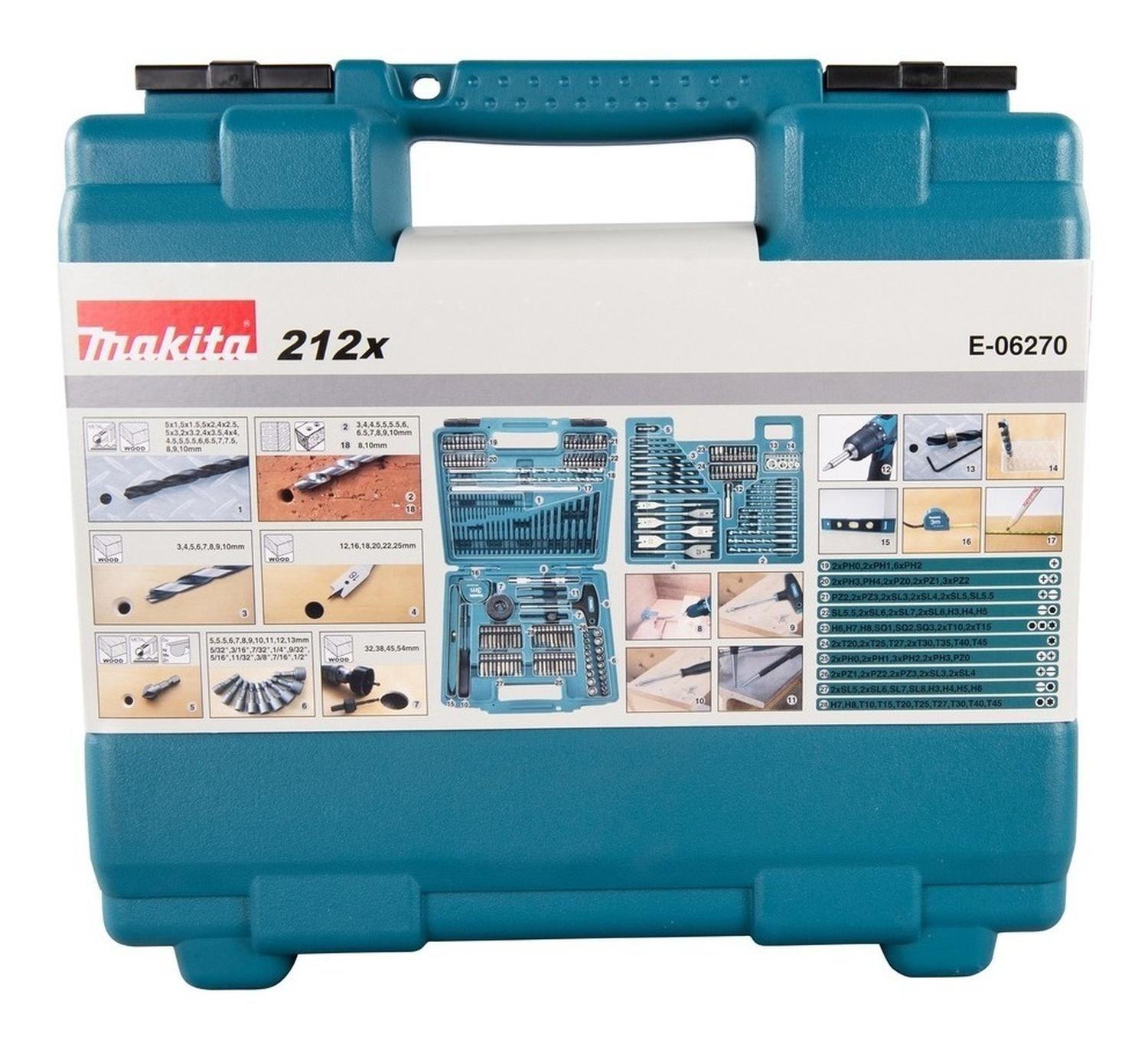Set 212pzs Brocas Y Puntas. Mz Makita E-06270-2