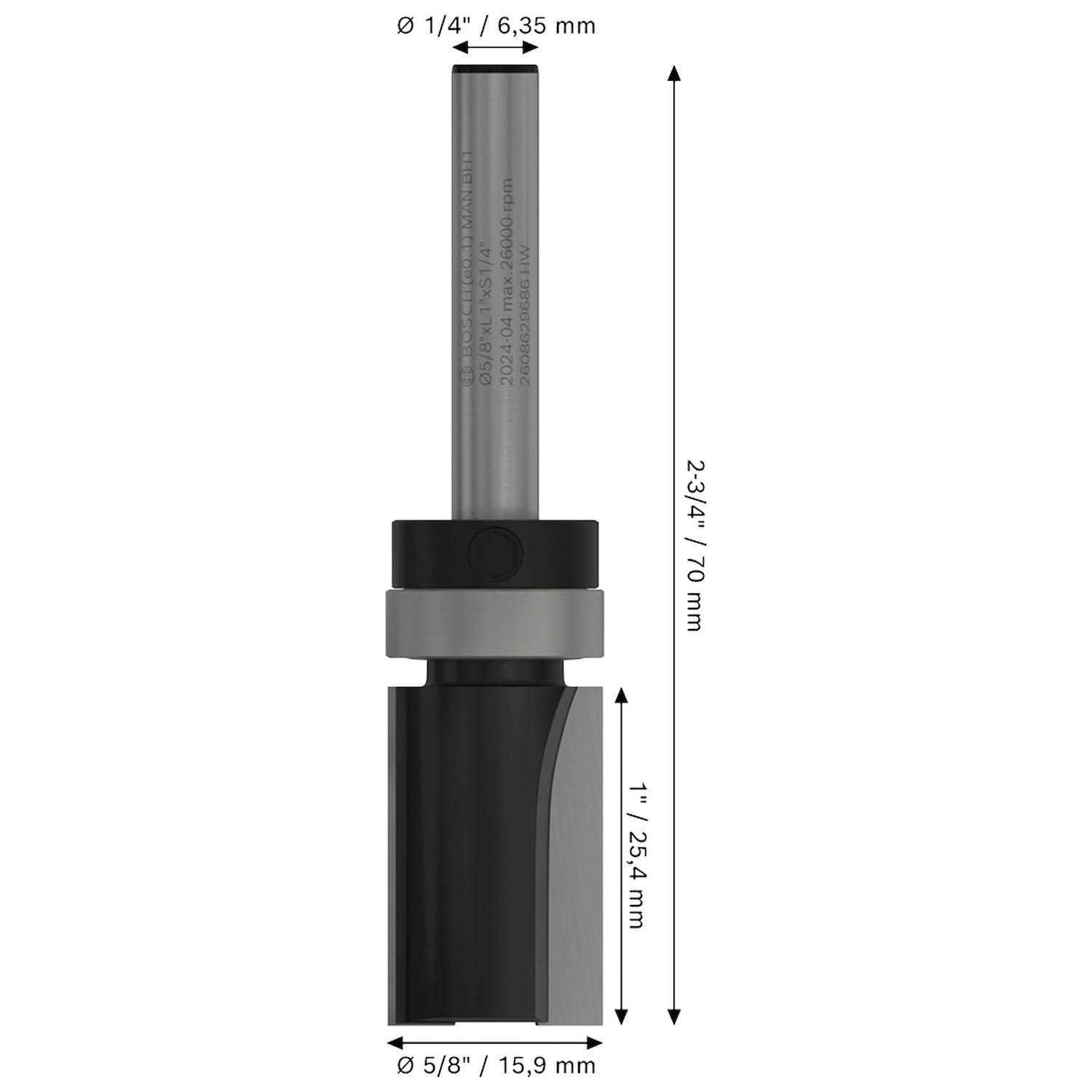 Fresa Enrasar Bosch PRO Rodamiento Superior D15,9mm Vást 1/4''-2