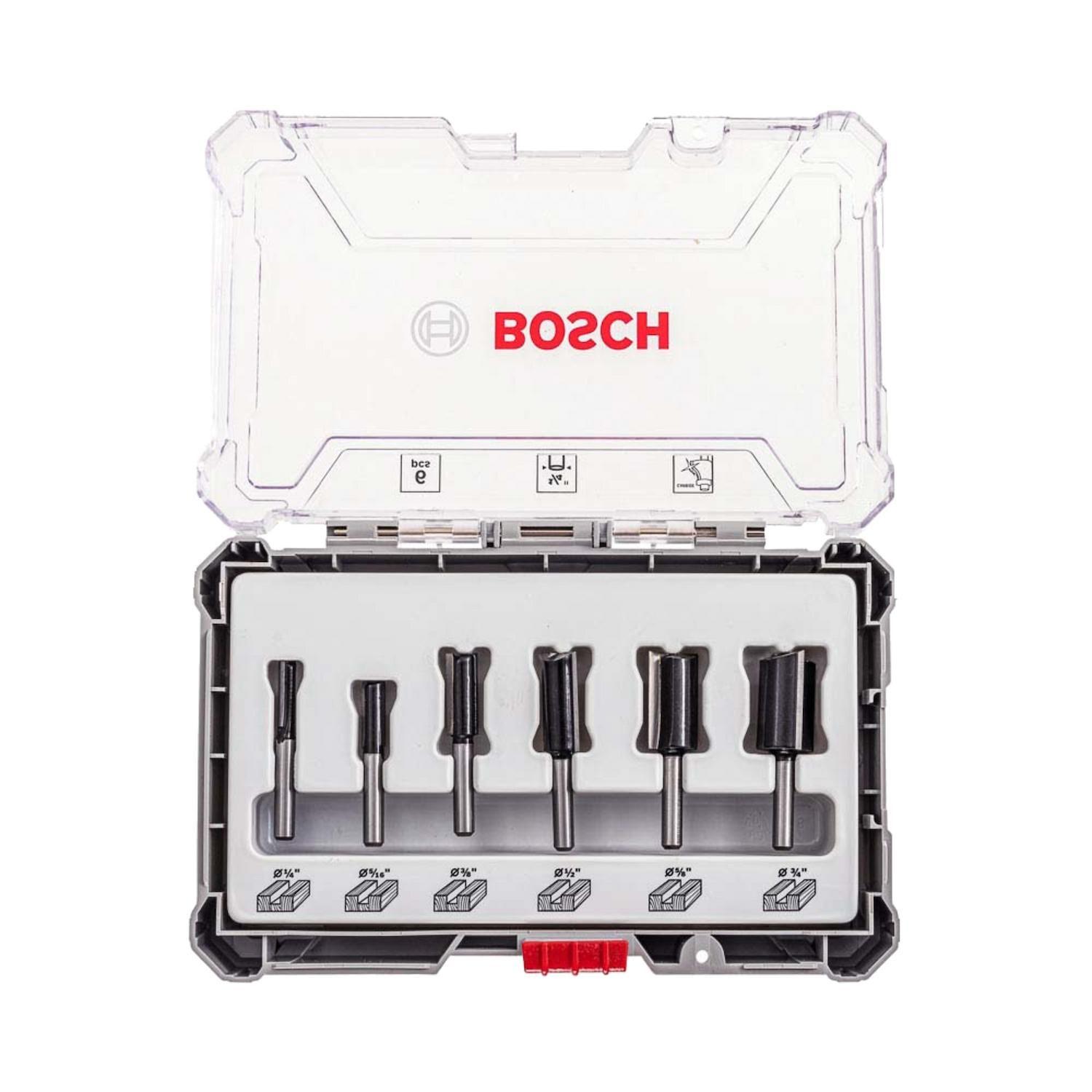 Set 6 Fresas Rectas Router Bosch Vastago 1/4'' Madera-0