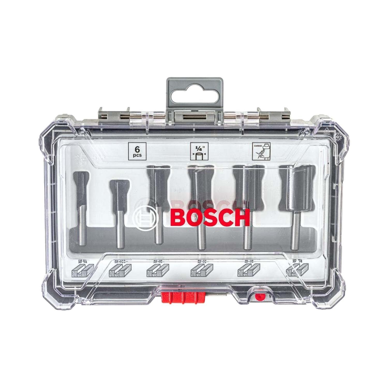 Set 6 Fresas Rectas Router Bosch Vastago 1/4'' Madera-1