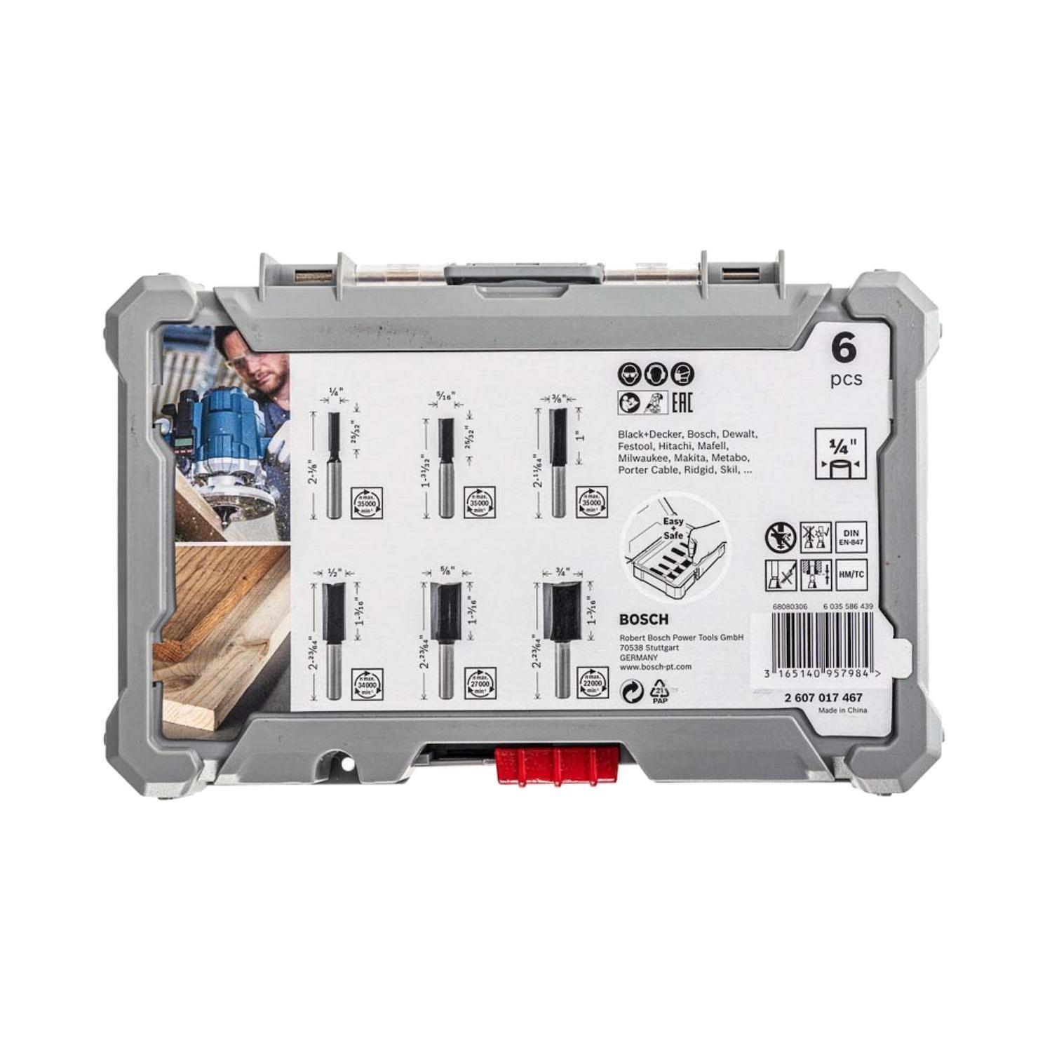 Set 6 Fresas Rectas Router Bosch Vastago 1/4'' Madera-3