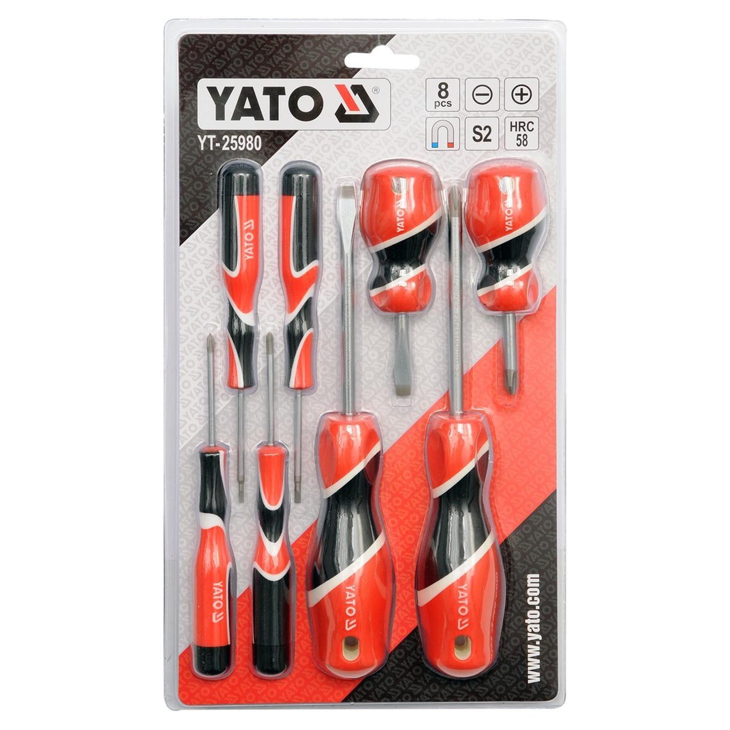 Juego 8 Destornilladores Yato YT-25980 Planos Phillips S2-2