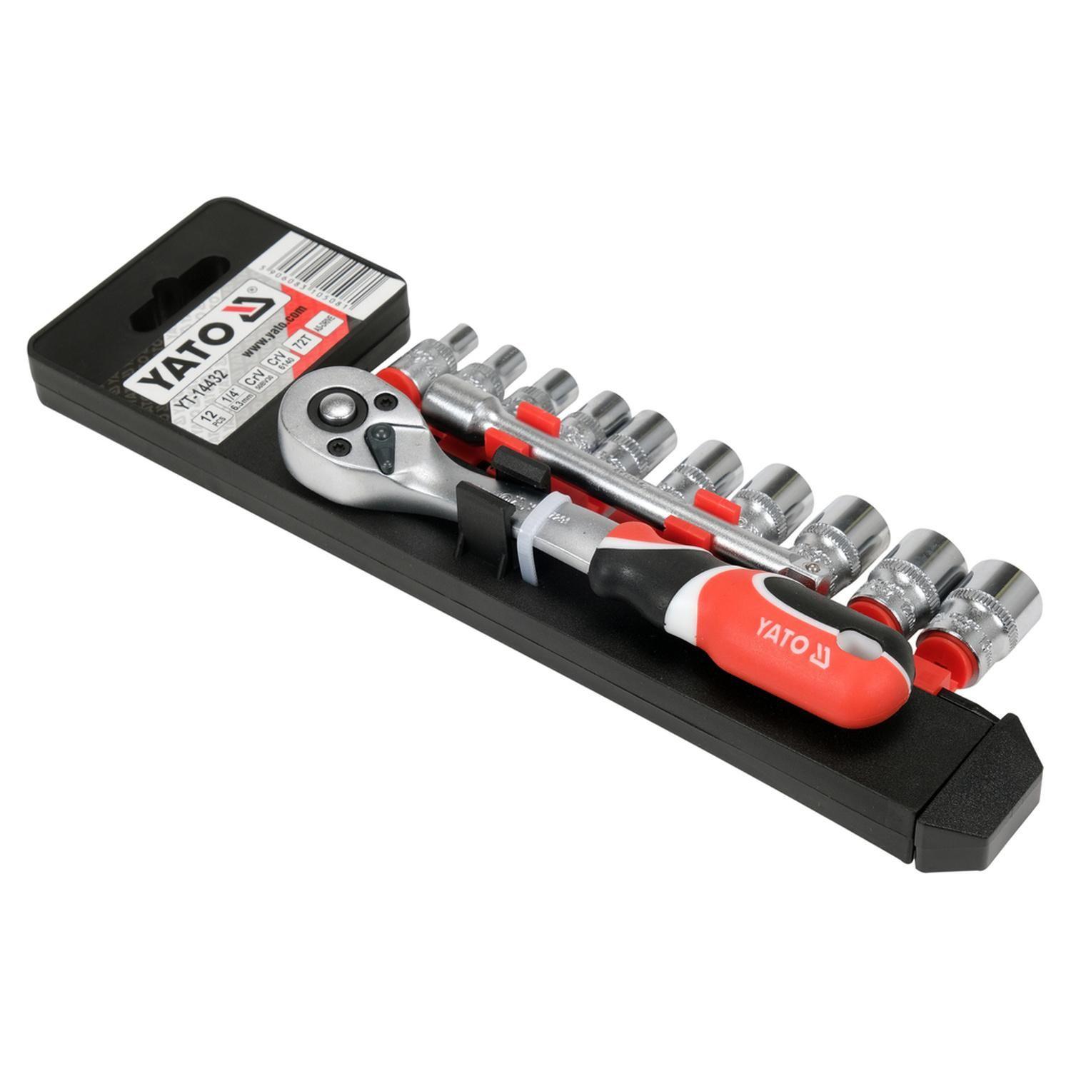 Juego Dados 1/4'' Yato YT-14432 12 Piezas con Chicharra-2