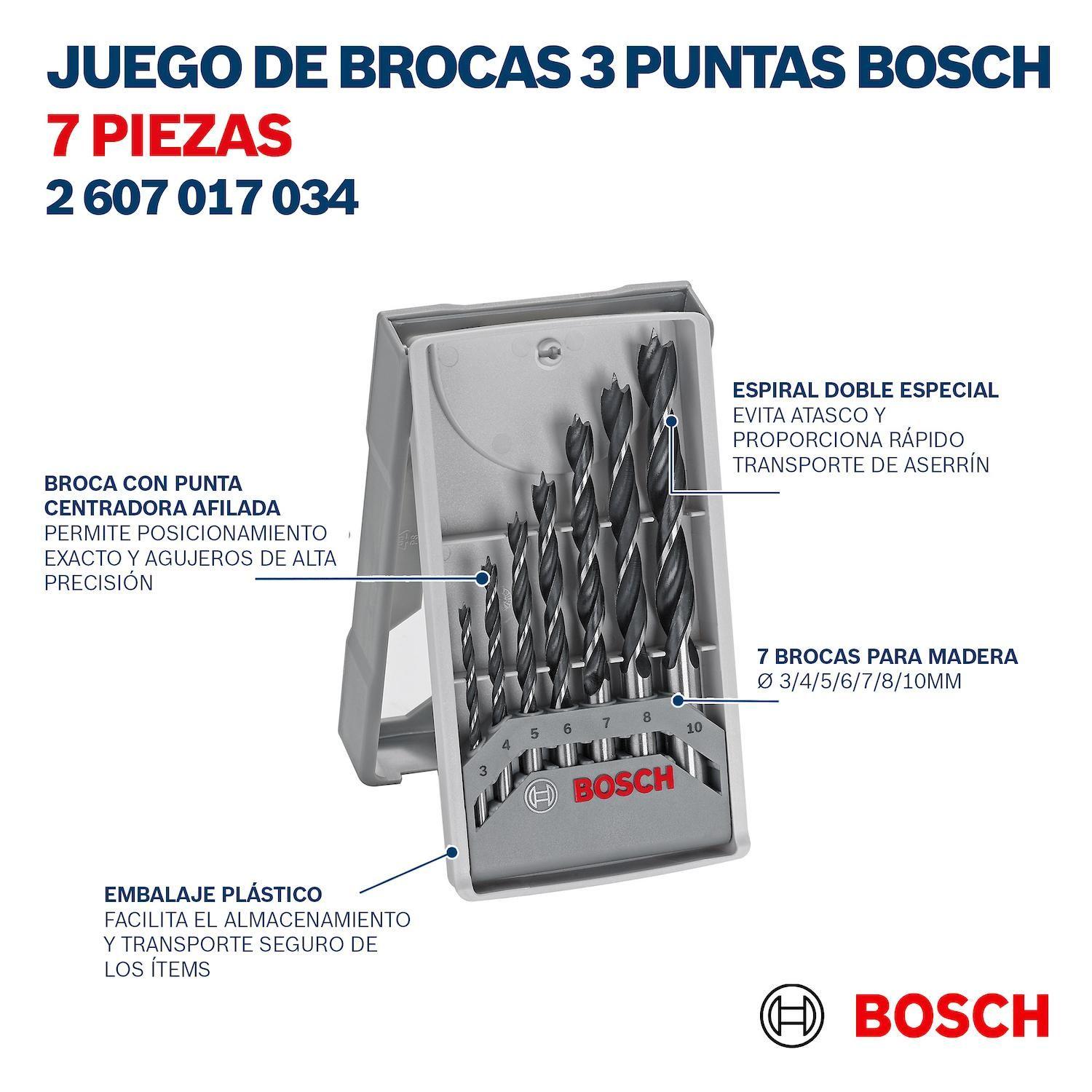 Juego Con 7 Brocas Para Madera 3 Puntas 3,0-10,0mm Bosch-4