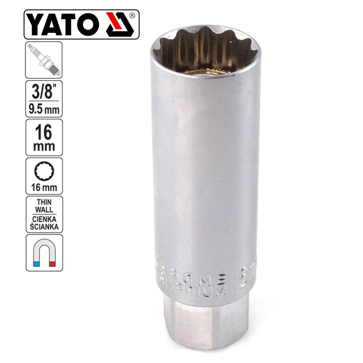 Dado para Bujía 12P Yato YT-38511 3/8'' 16mm Magnético CrV-2