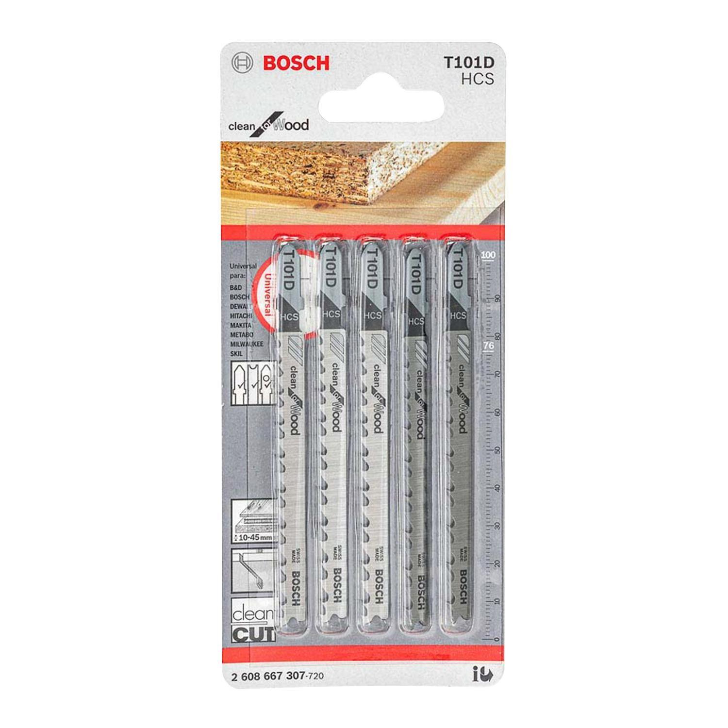 Hoja Caladora Bosch T101D Clean for Wood Madera Recta 5 Pzs-0