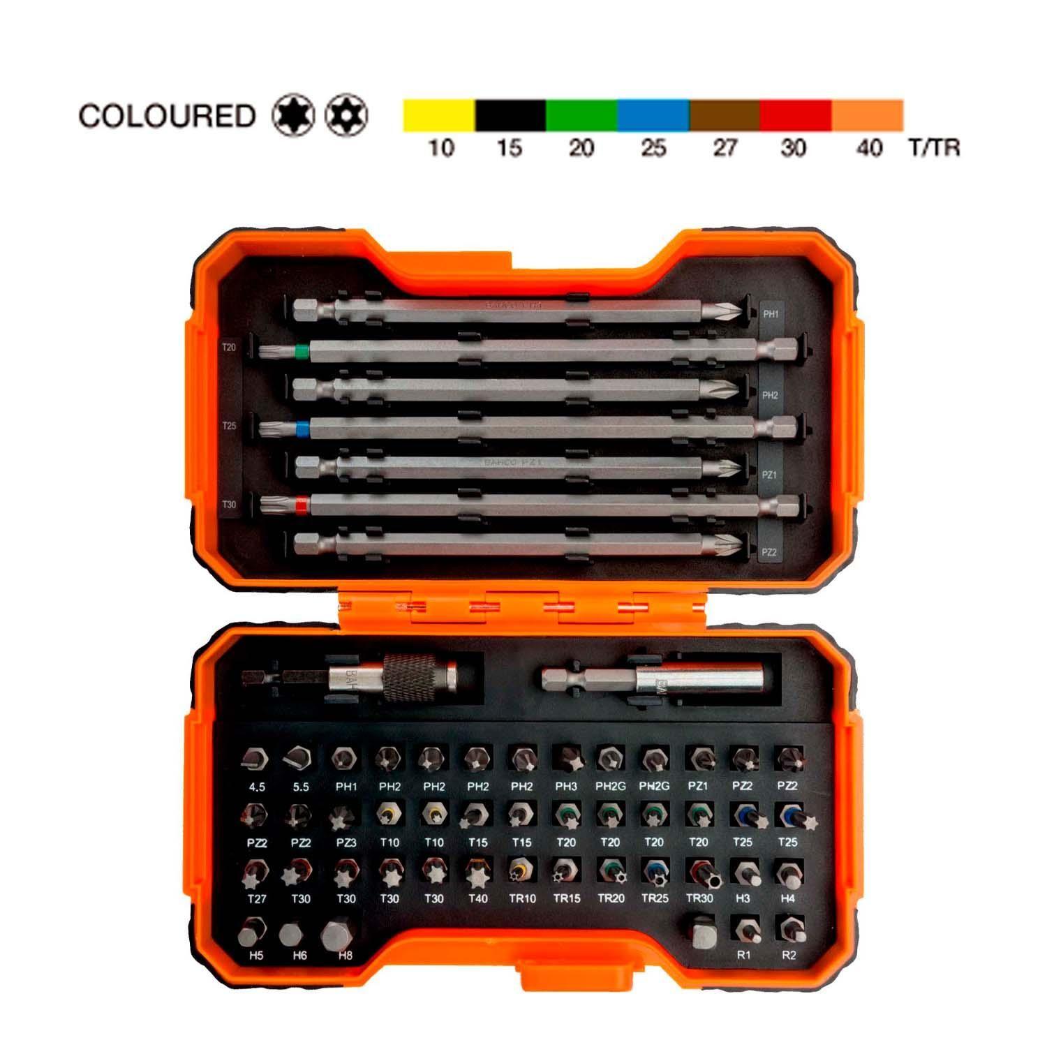 Set 54 Puntas Bits Color BAHCO 59/S54BC 1/4" Magnético-2