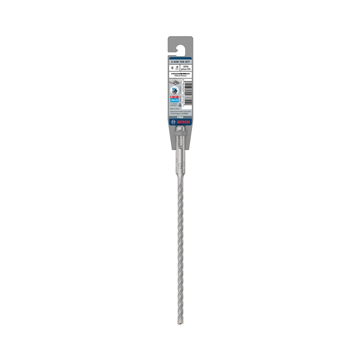 Broca Hormigón Bosch PRO SDS-Plus-5X 6x210mm 4 Filos-0