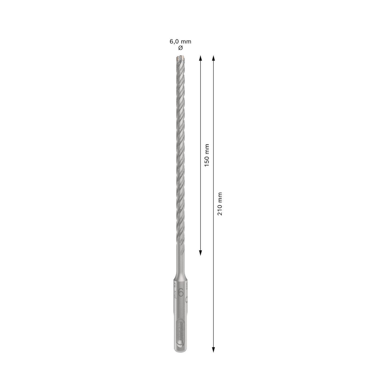 Broca Hormigón Bosch PRO SDS-Plus-5X 6x210mm 4 Filos-2
