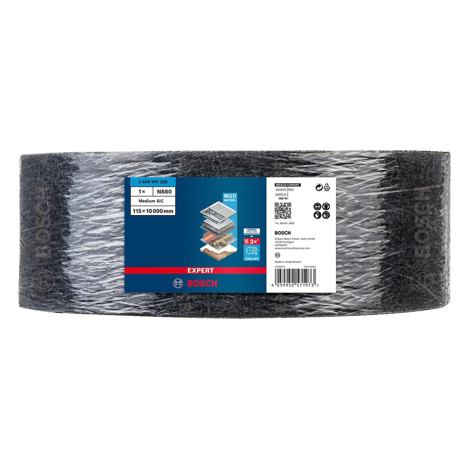 Rollo Vellón Bosch Expert N880 Metal 115mmx10m Medio S Negro-2
