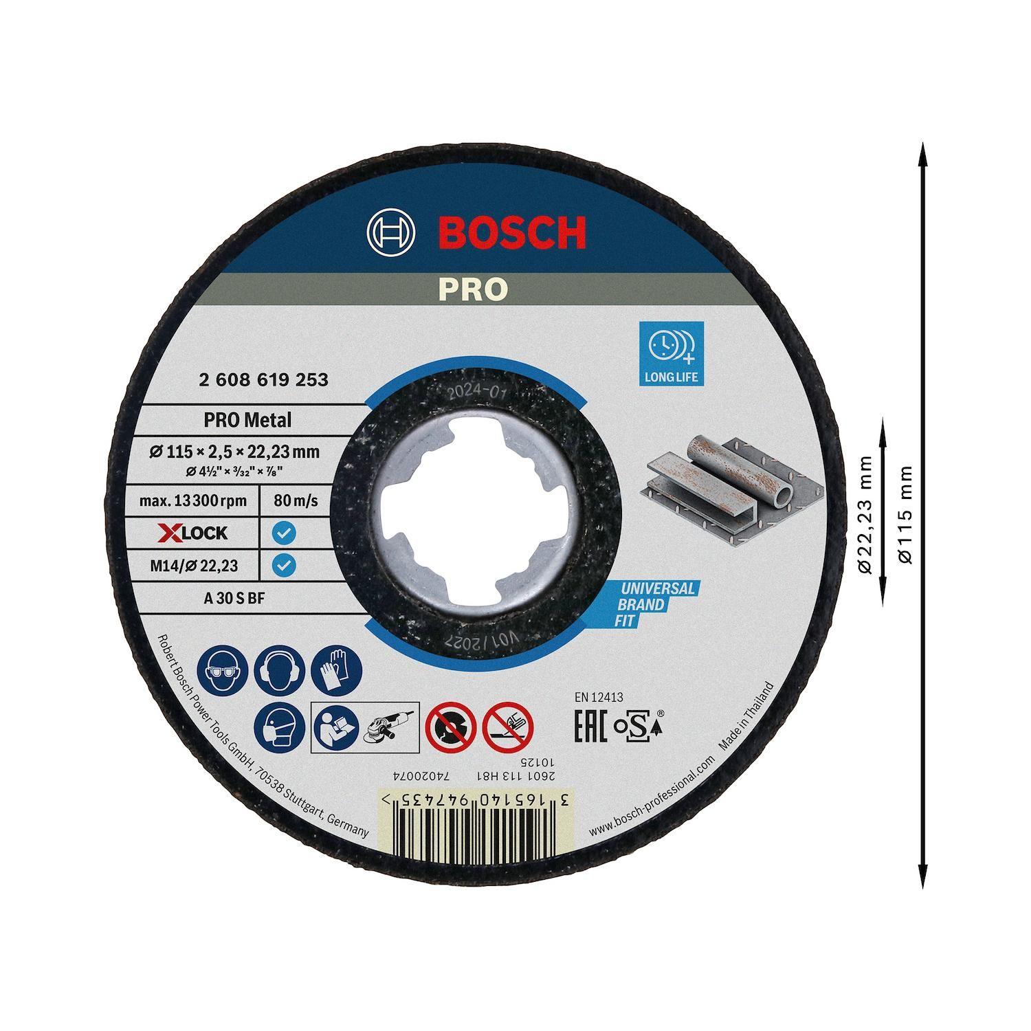 Disco Corte Bosch PRO Metal X-LOCK 115x2,5mm A30 Amoladora-2