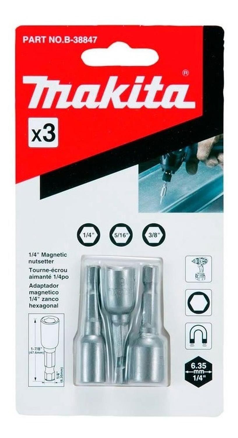 Set 3 Adaptador Magnético Makita B-38847 1/4' 5/16 3/8'-1