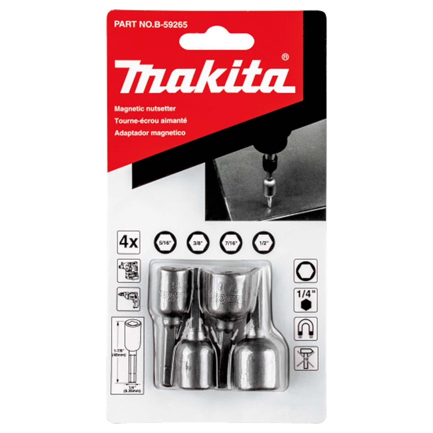 Set 4 Vasos Magnéticos 5/16'', 3/8'', 7/16'', 1/2'' - Makita-1
