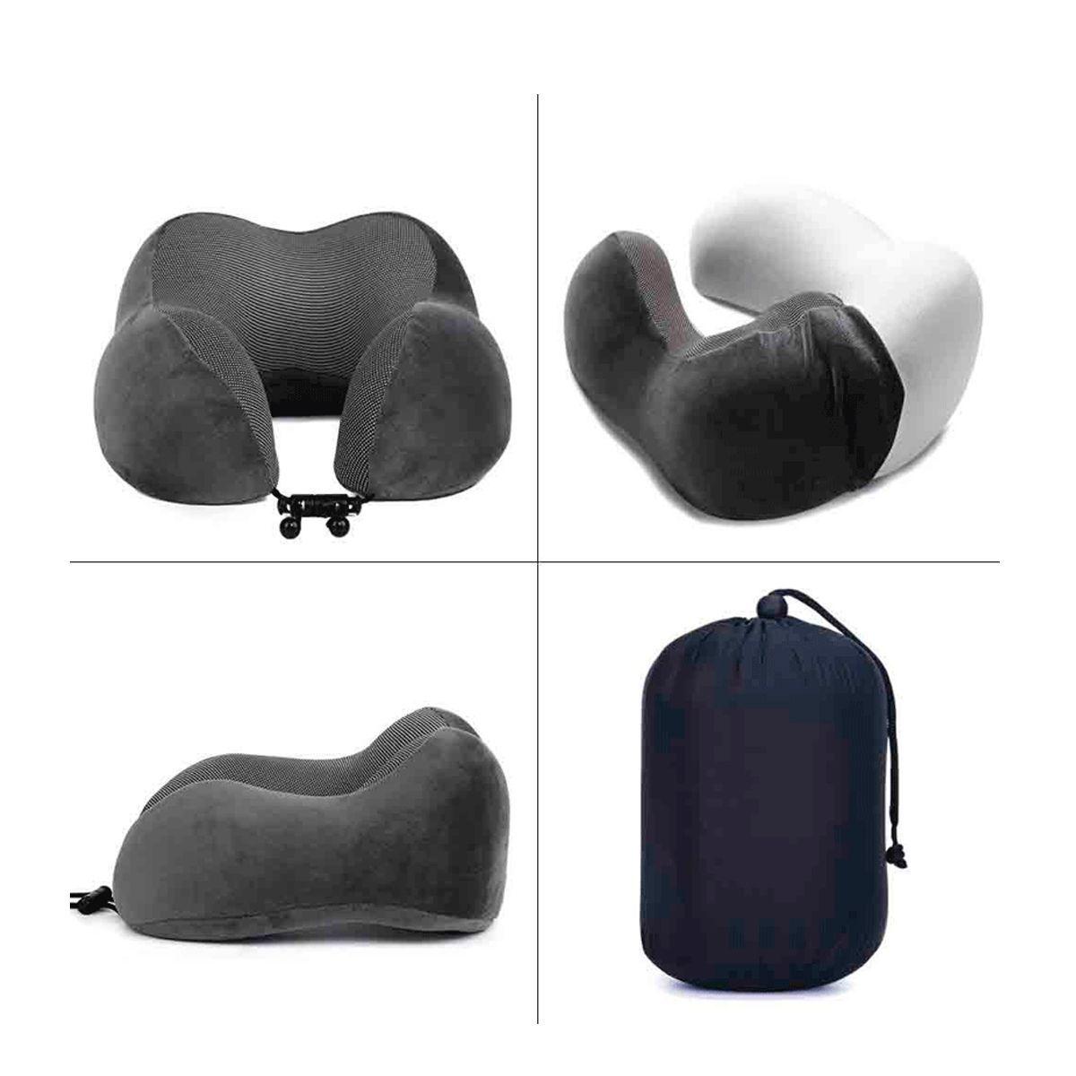 Almohada De Viaje Viscoelástica Cervical + Accesorios Gris-1