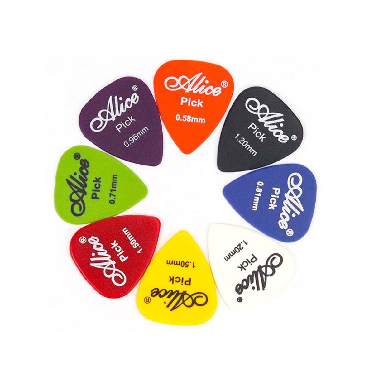 Pack 50 Uñetas Colores Medidas Surtidas Alice Guitarra Bajo-0