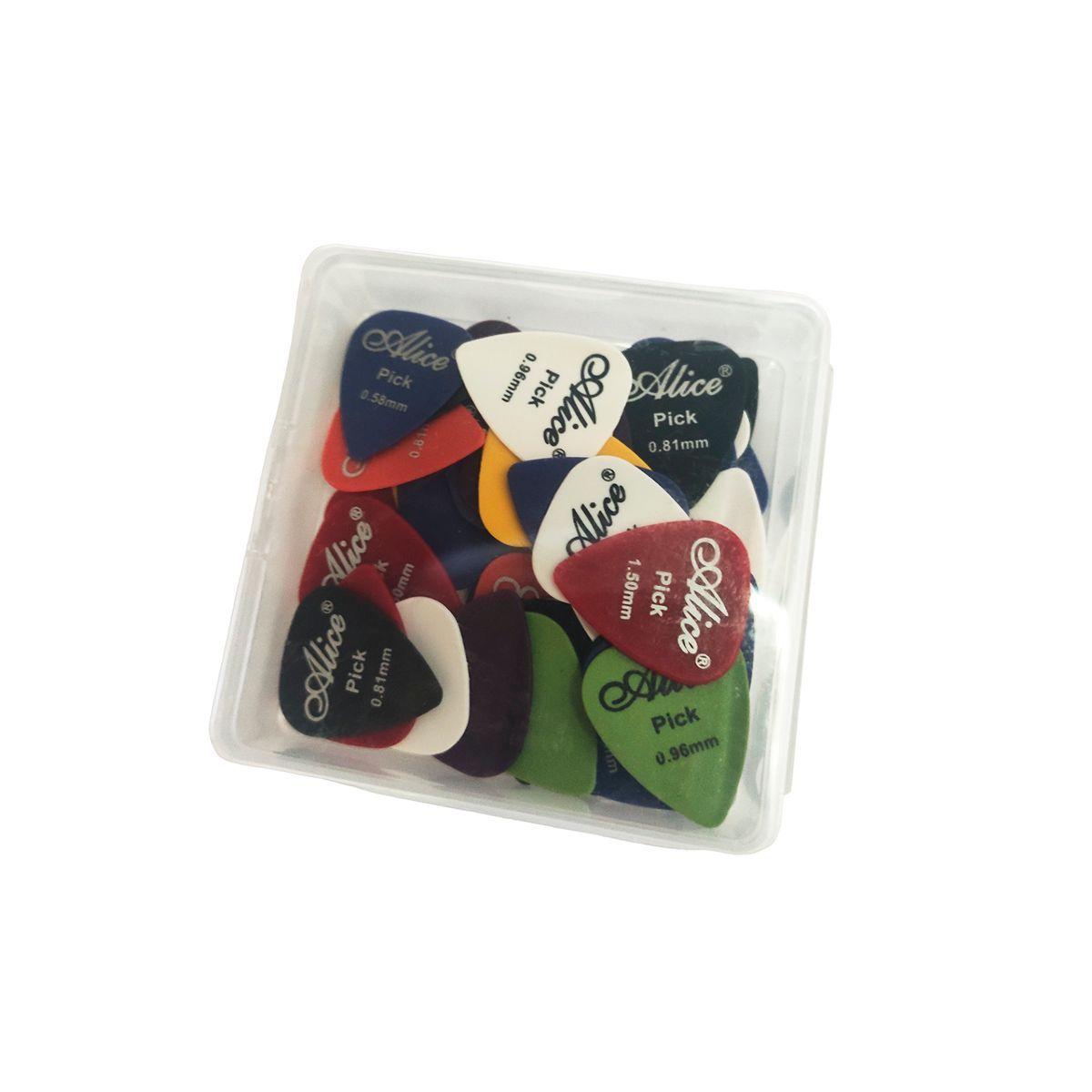 Pack 50 Uñetas Colores Medidas Surtidas Alice Guitarra Bajo-1